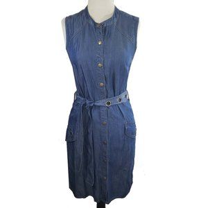 Splendid Adelise Indigo Lace-Up Shirtdress Medium Wash SM Womens 2-4 Splendid Adelise Indigo Lace-Up Shirtdress Medium Wash SM Womens 2-4